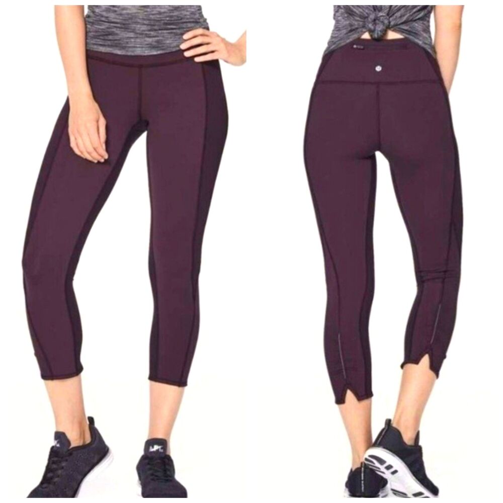 Lululemon Purple Pull On Capri Crop Leggings Size 10 gym yoga